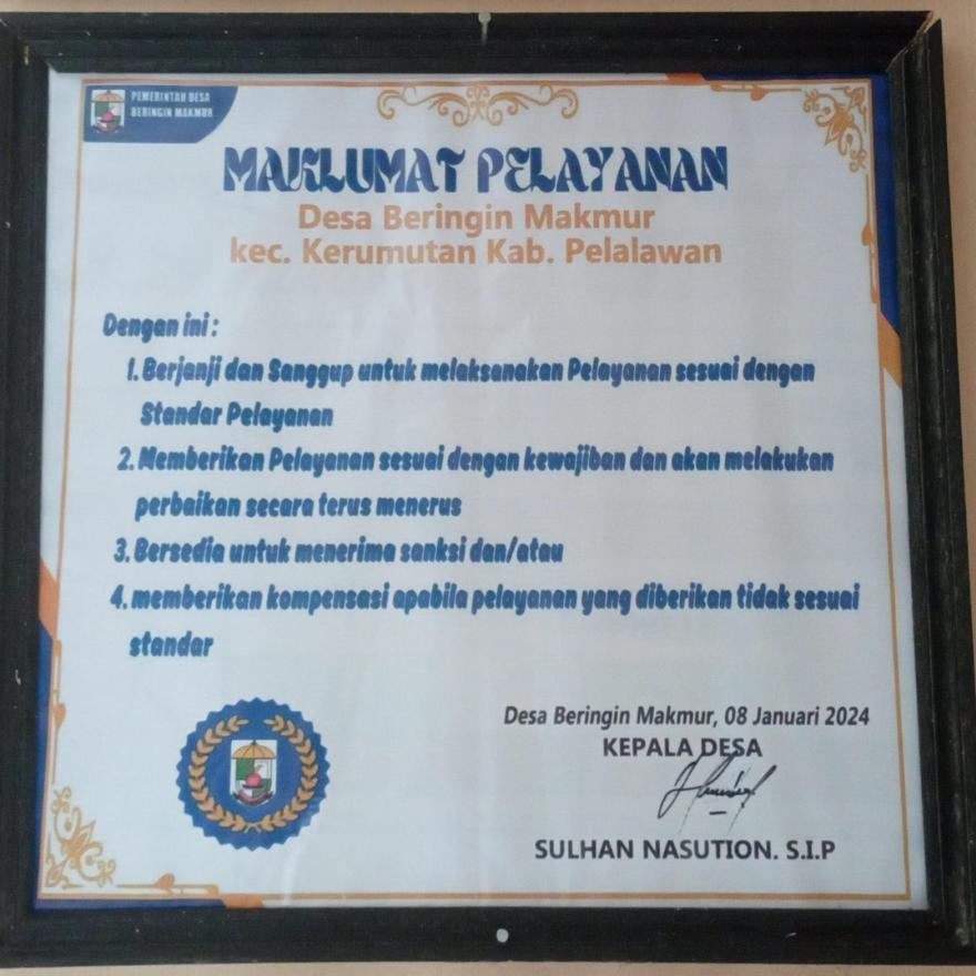 MAKLUMAT PELAYANAN DAN ALUR PELAYANAN DESA BERINGIN MAKMUR